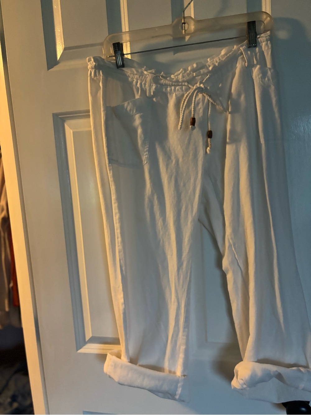 White Roxy Drawstring Beach Pants - Picture 6 of 15